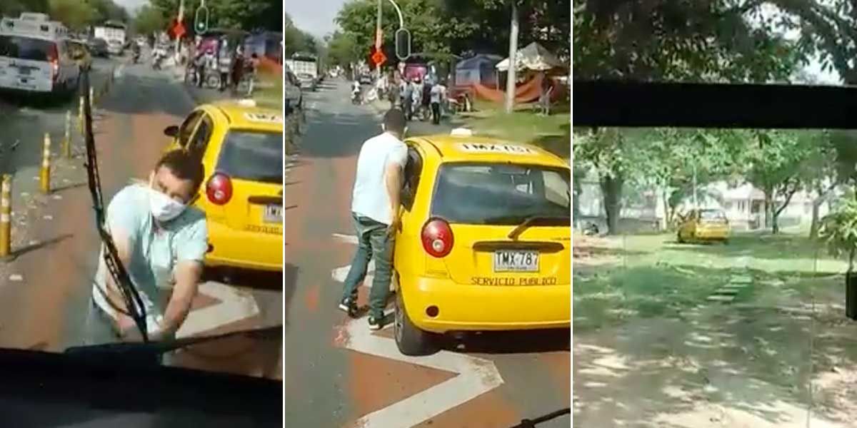 taxista ataca bus en Medellín