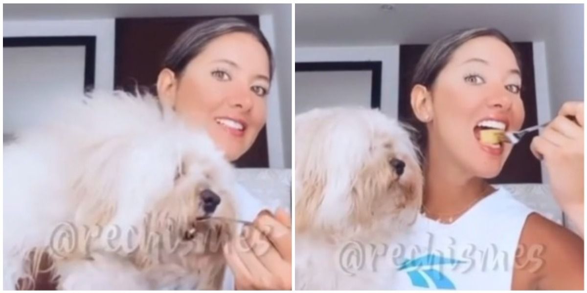 Daniella Álvarez dio de comer a su perro con el mismo tenedor