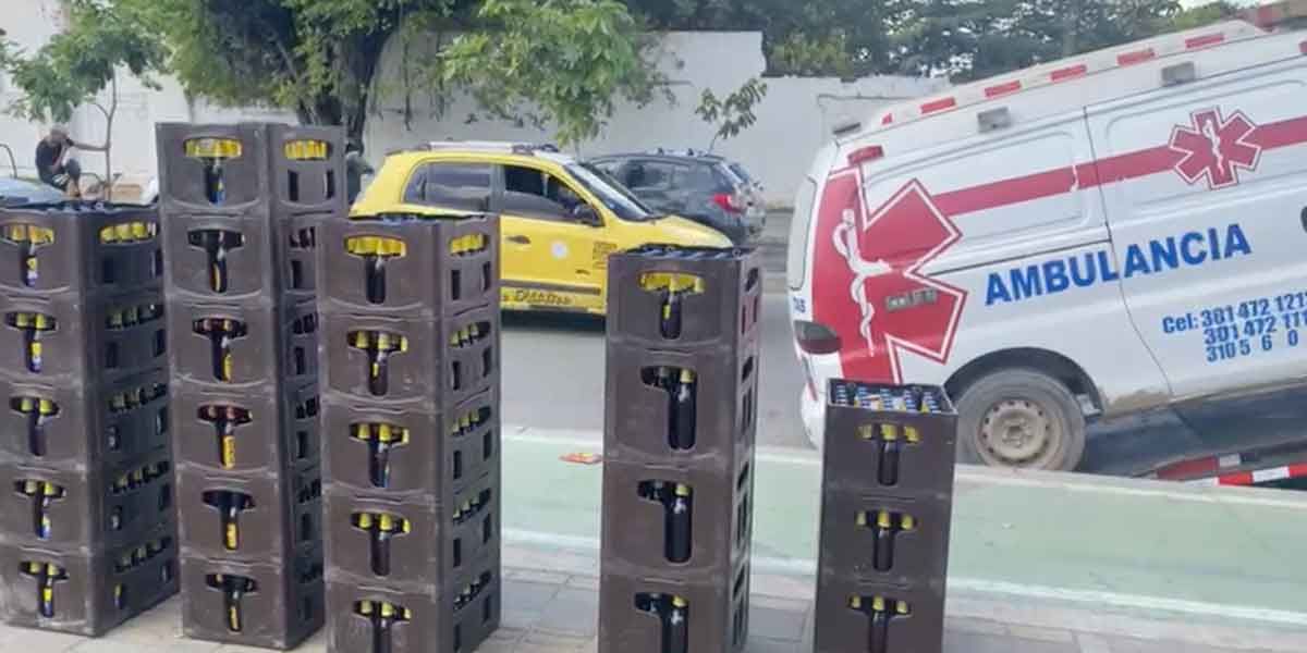 Sorprenden ambulancia que transportaba canastas de cerveza en Montería, Córdoba
