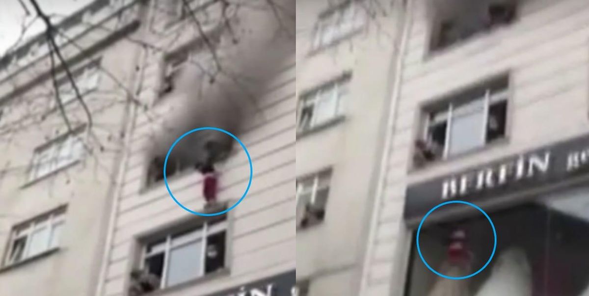 Madre lanza a sus cuatro hijos por la ventana para salvarlos de un incendio