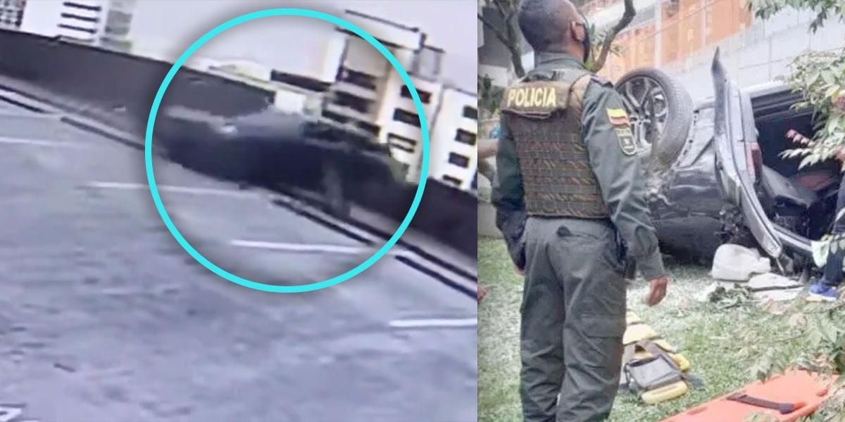 (Video) El impactante momento cuando cae carro del quinto piso de un parqueadero en Medellín