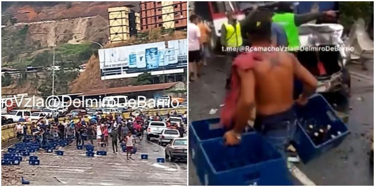 Saquean camión de cerveza en Tazón, Venezuela