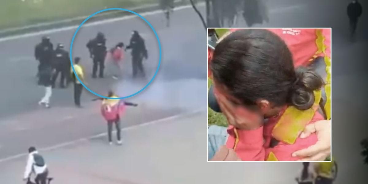 (Video) Momento exacto en que hieren a gestor de convivencia en medio de las protestas en Bogotá
