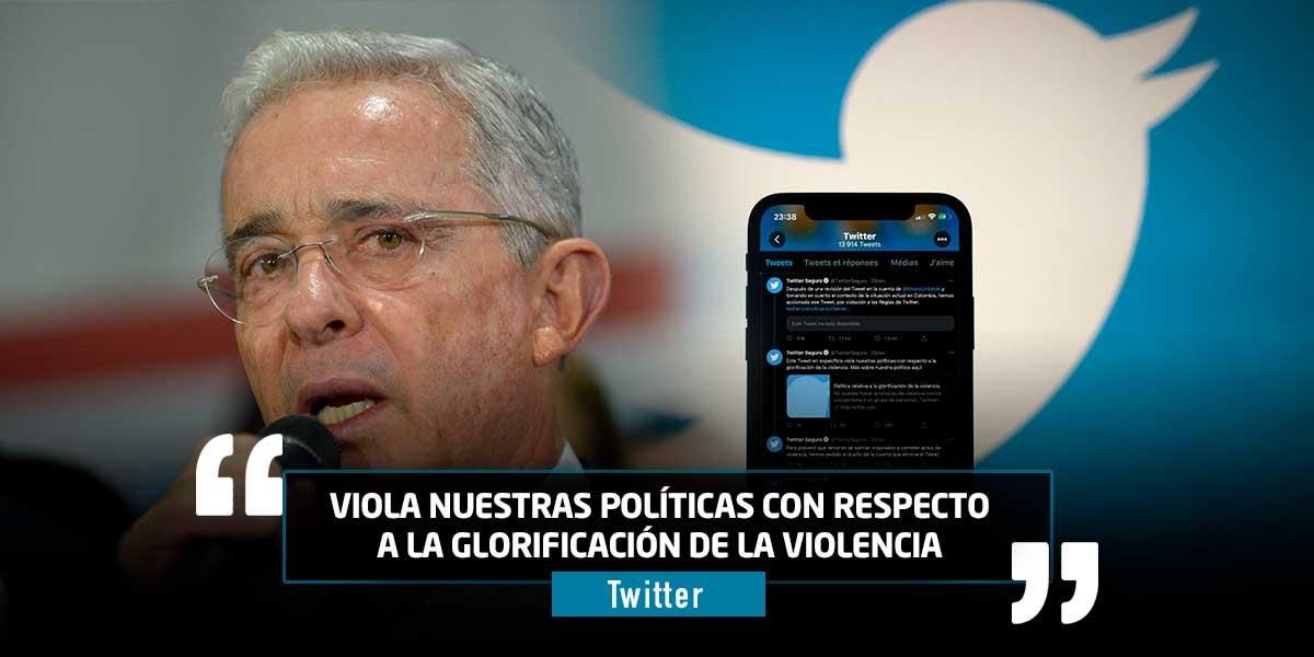 Twitter borra trino del expresidente Álvaro Uribe