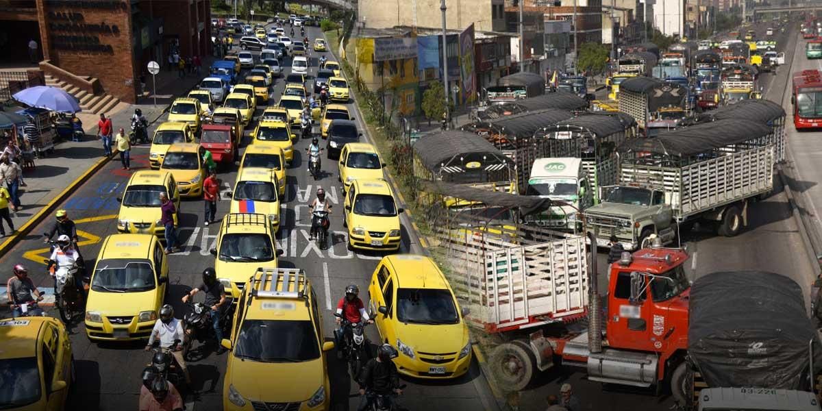 Plantones, camiones y taxis bloquean varias vías de Bogotá