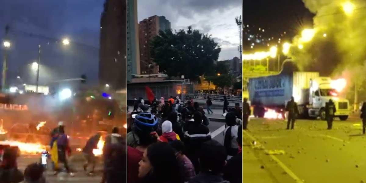 (Video) Disturbios e incendios en medio de protestas en Medellín