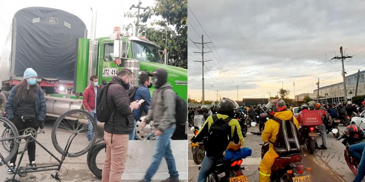 Mosquera, Funza, Madrid y Cota amanecen con vías bloqueadas y manifestaciones