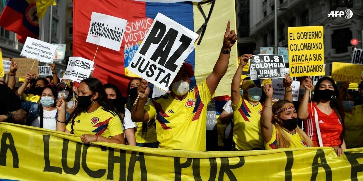 Colombianos en Madrid apoyan paro