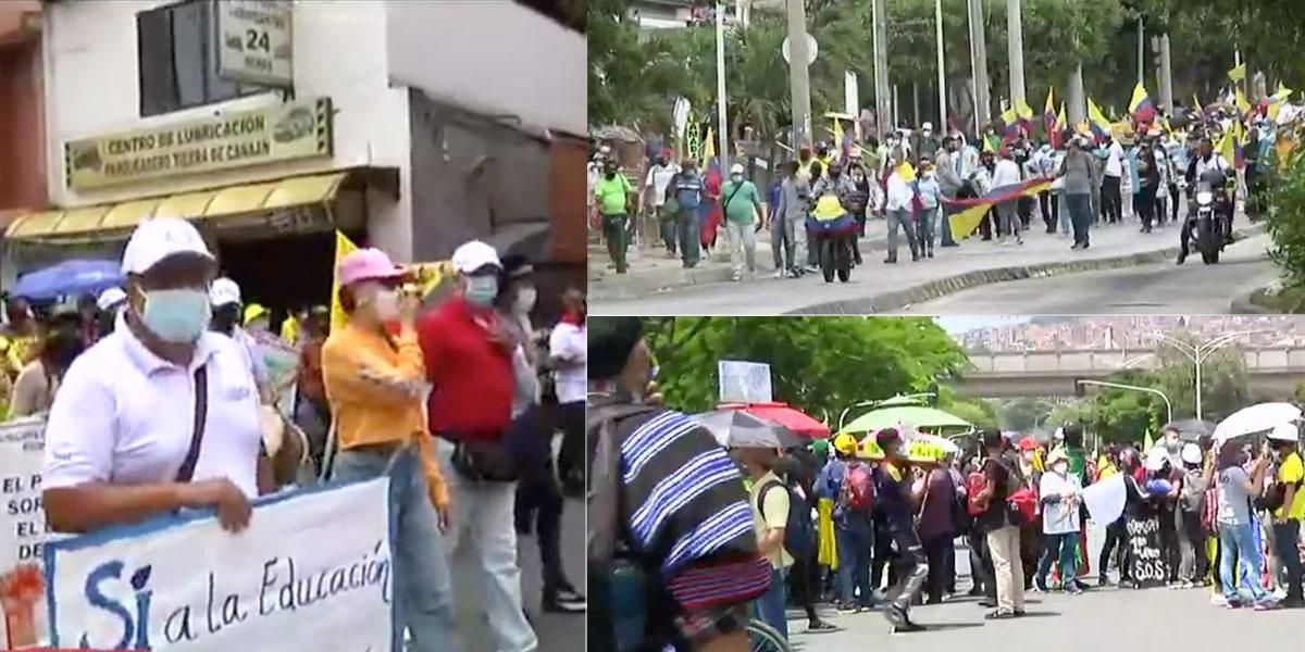 Cuatro movilizaciones avanzan en la jornada de paro nacional en Medellín