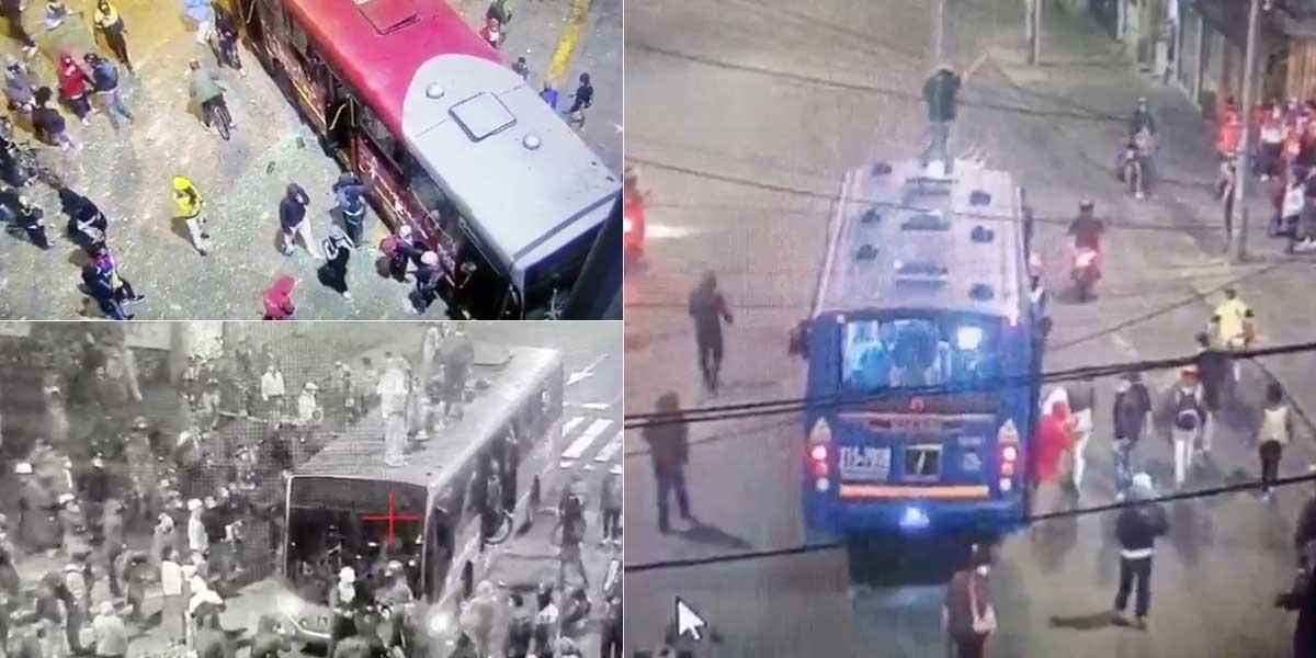 Protestas violentas en Bogotá dejaron 12 policías heridos y 22 buses afectados
