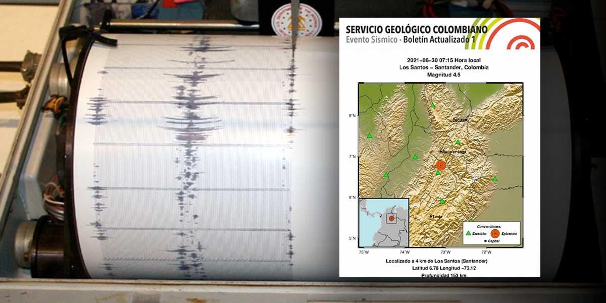 Reportan temblor de 4.5 en varios municipios de Santander