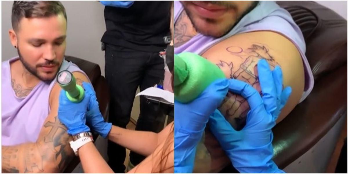 Jessi Uribe tatuaje Gokú, Paola Jara le hizo el relleno