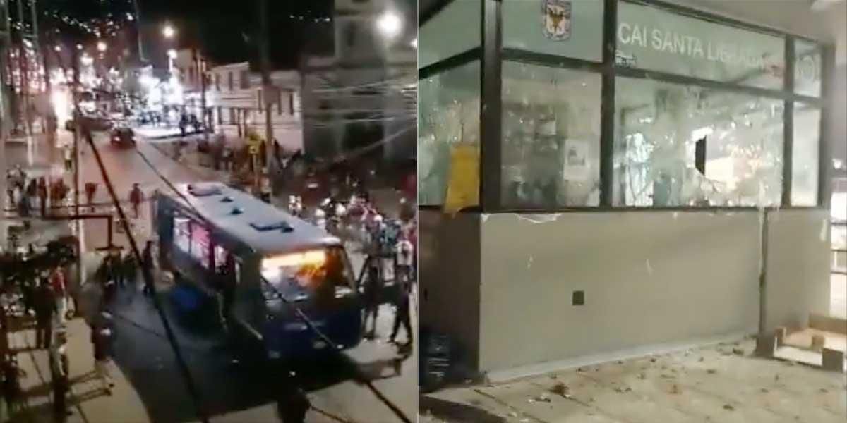 Marchas del 7A: bus del SITP vandalizado, ataques a la misión médica y ocho personas detenidas