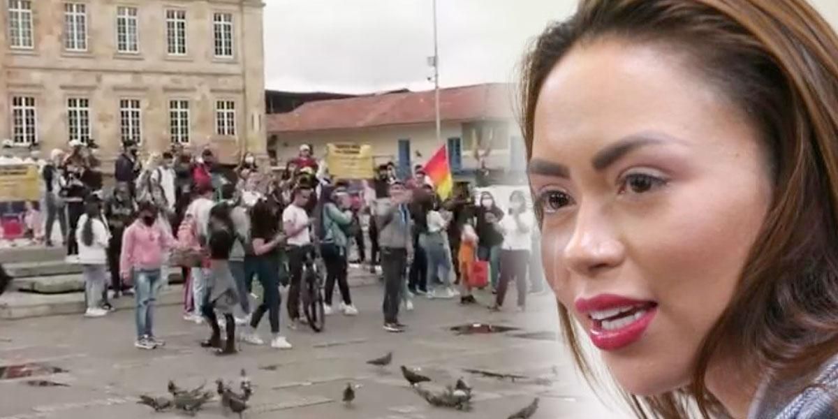 Video: Grupo de personas piden libertad para Epa Colombia en la Plaza de Bolívar