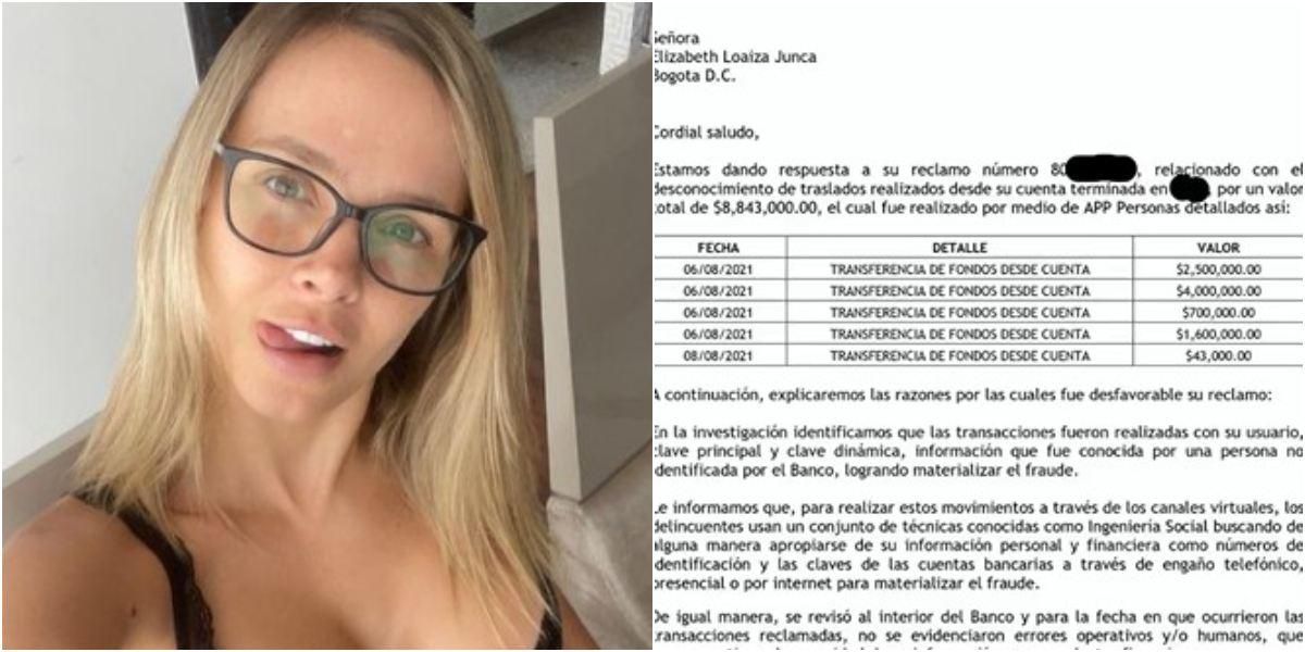 Elizabeth Loaiza denuncia robo cuentas ahorro Bancolombia