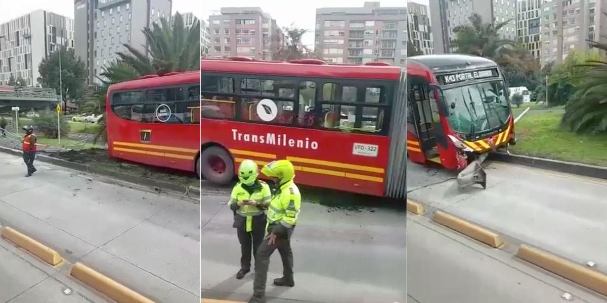 Tres personas resultaron lesionadas tras el choque de un TransMilenio con un poste