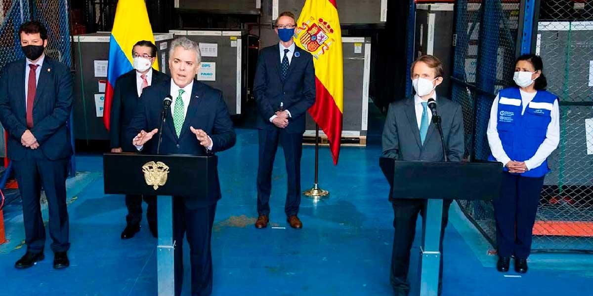 Presidente Duque recibe donación de 957 mil vacunas contra el COVID-19 de España