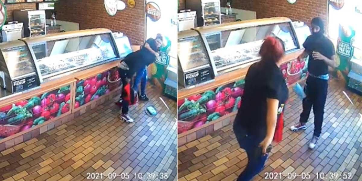 (Video) Empleada de un restaurante se enfrentó a un ladrón y terminó suspendida de su trabajo