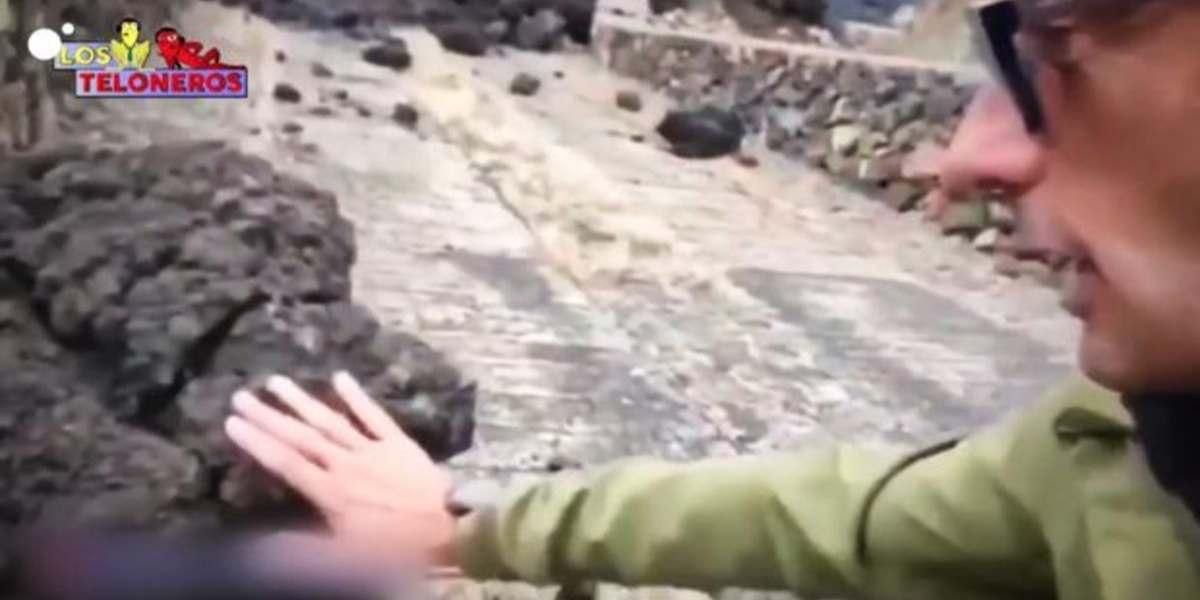 periodista se quema toca lava volcan las palmas islas canarias españa