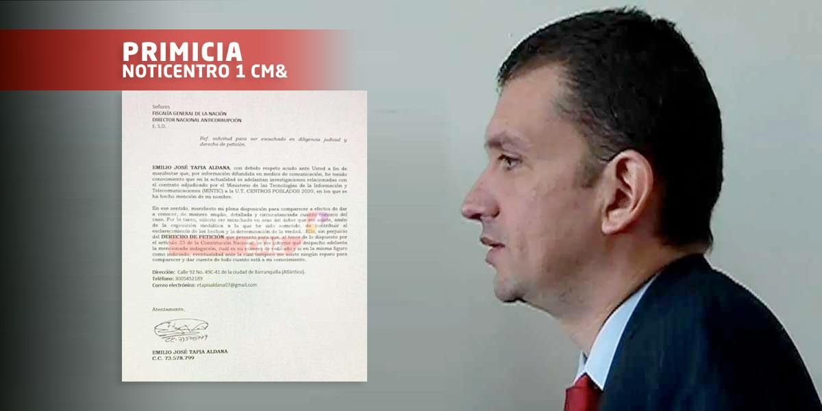 Esta es la carta de Emilio Tapia ofreciendo colaboración a la Fiscalía