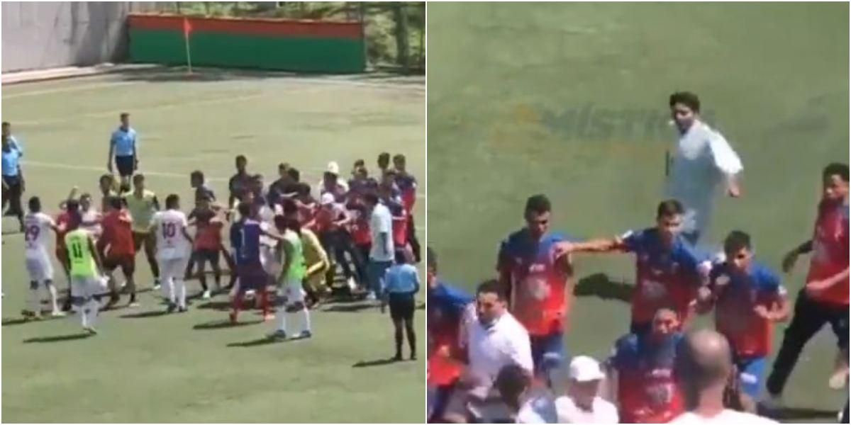 Fútbol colombiano pelea entre Talentos Envigado y Patriotas