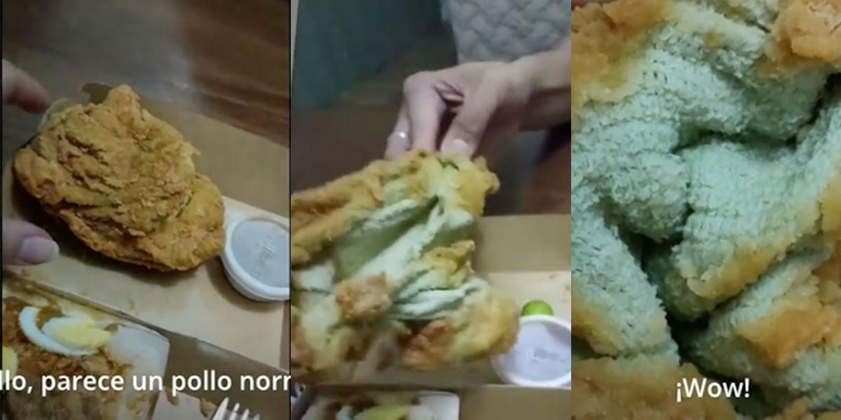 (Video) Restaurante envió una toalla apanada a una mujer que pidió pollo frito a domicilio