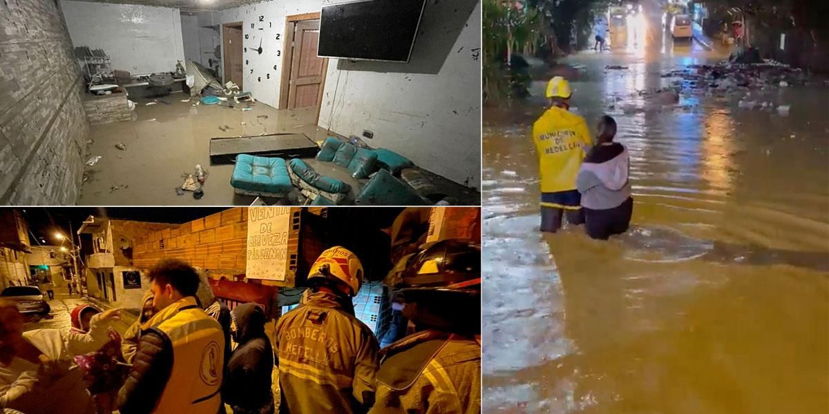 (Video) Emergencia por lluvias en Medellín durante la noche de este martes