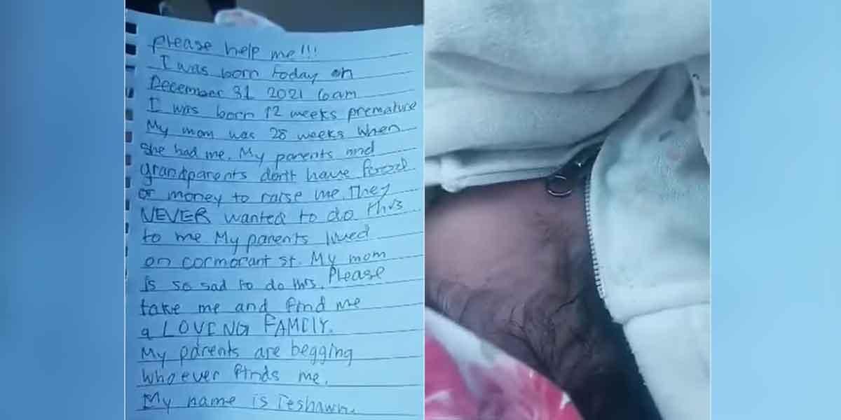 Encuentran a un bebé abandonado en Año Nuevo dentro de una caja junto a una nota de su madre