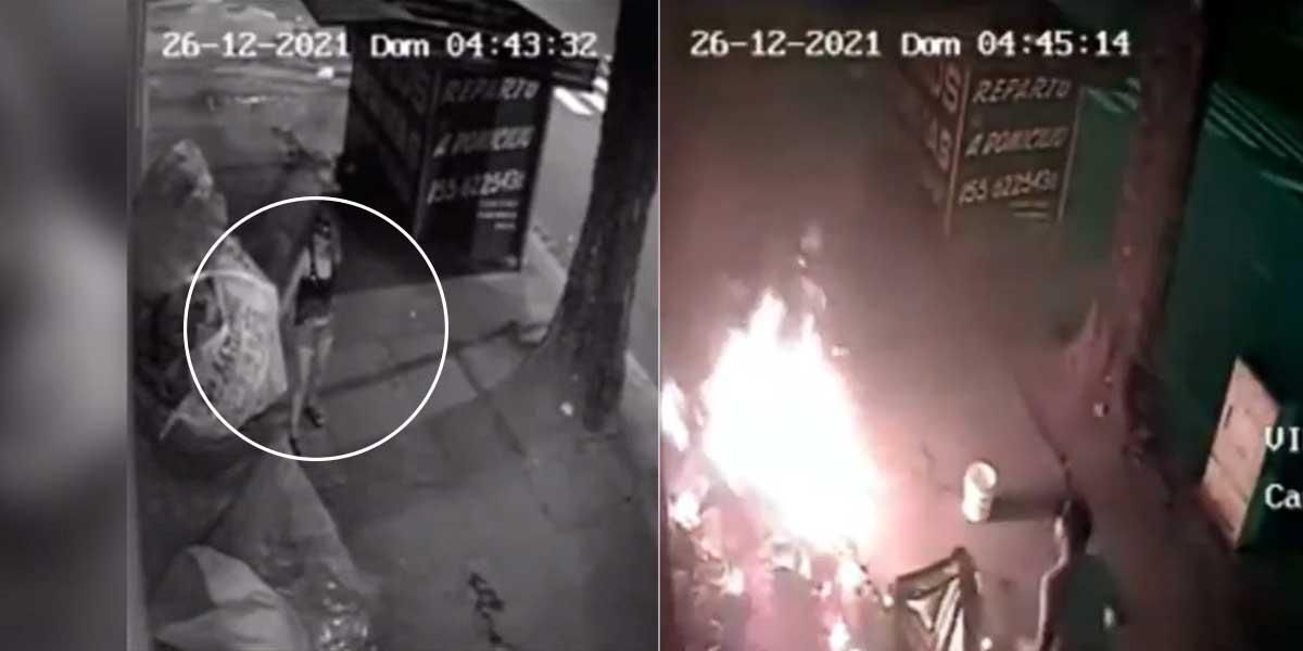 (Video) Una mujer le prendió fuego a un habitante de calle mientras dormía: Le quemó los pies
