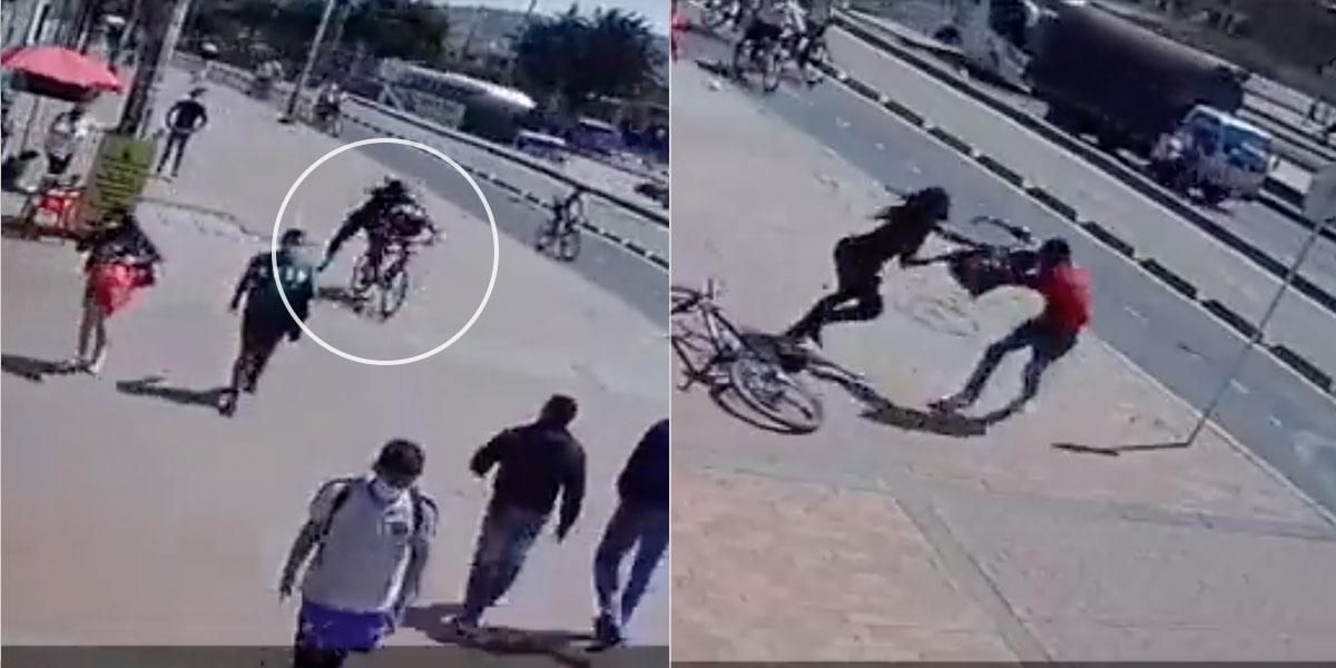 (Vídeo) Golpeó al ladrón y hasta se quedó con su bicicleta: Mujer se defendió de un intento de robo