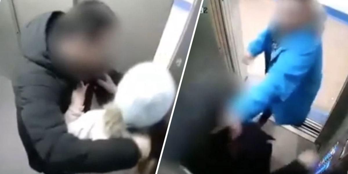 (Video) Padre golpeó a un hombre que intentó abusar de su hija de 15 años en un ascensor