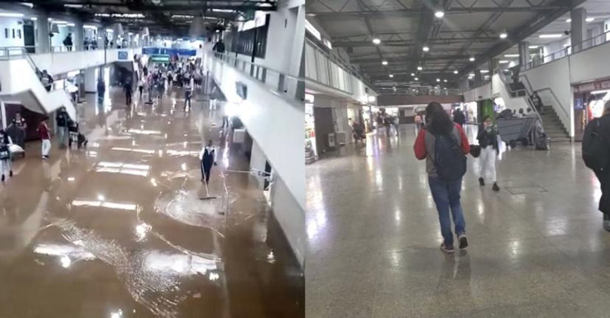 Reportan inundación en la terminal de transporte de Bogotá, sede Salitre