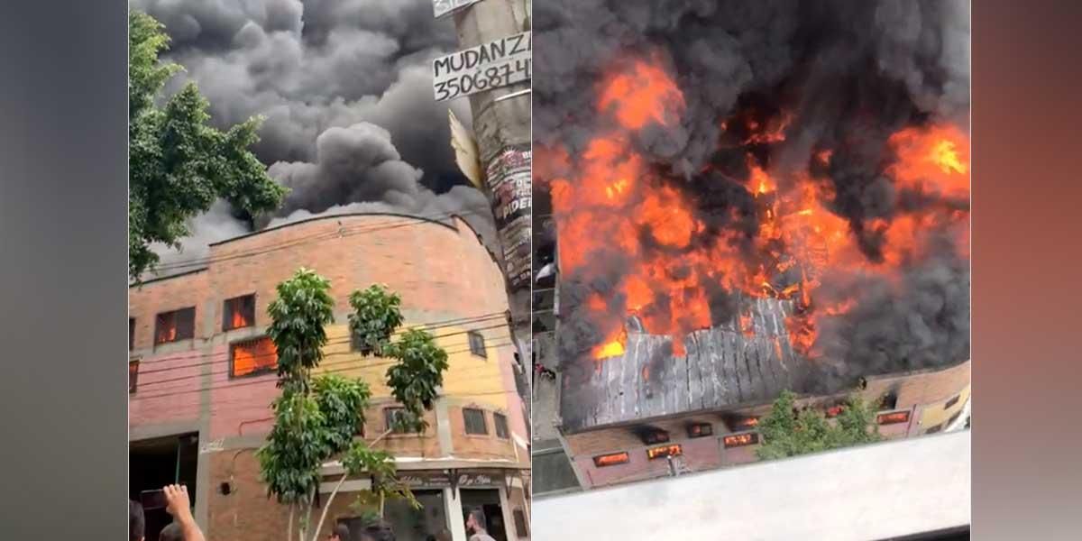 Gigantesco incendio en bodega de Medellín