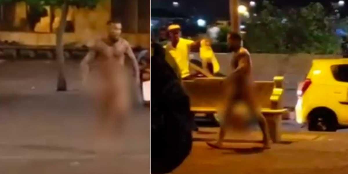 Video: extranjero corrió desnudo por el Centro Histórico de Cartagena