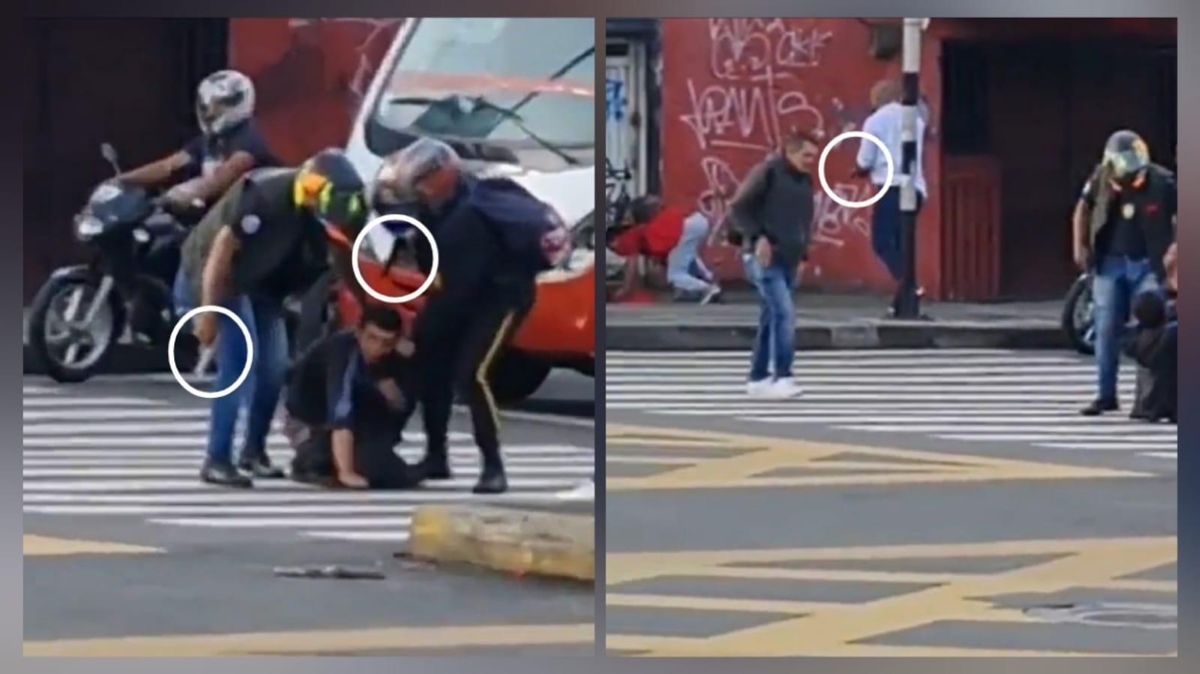Ciudadanos detienen, golpean e increpan con armas en mano a presuntos fleteros en una vía de Medellín
