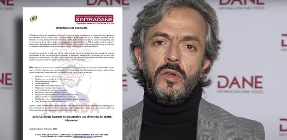 Sindicato del DANE pide que Juan Daniel Oviedo no continúe con el cargo de director