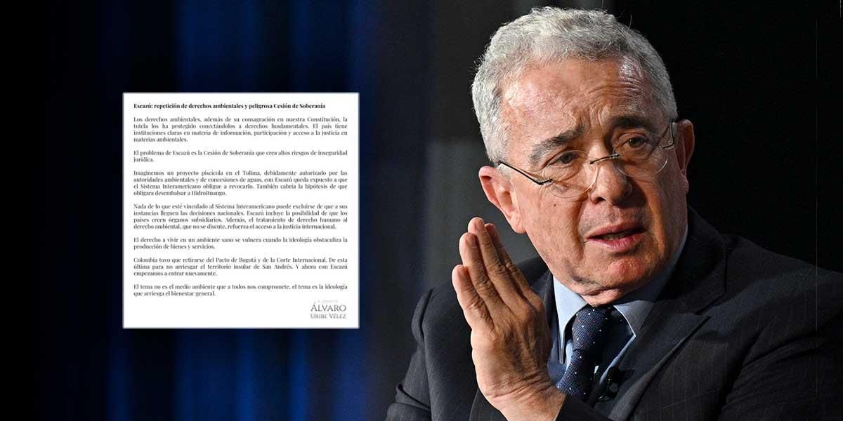 “Escazú: repetición de derechos ambientales y peligrosa Cesión de Soberanía”: Álvaro Uribe