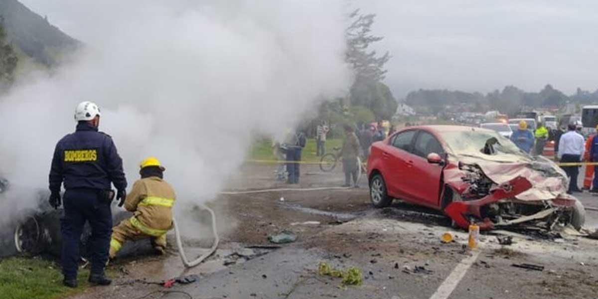 Dos personas calcinadas y cuatro heridas deja terrible accidente en Chocontá, Cundinamarca