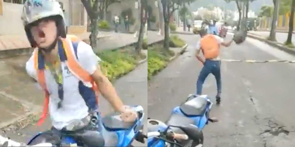 Video: Joven enfurecido porque agentes de Tránsito inmovilizaron su motocicleta al no tener papeles en regla