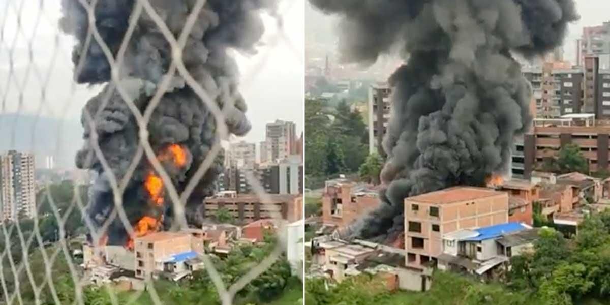 Gigantesco incendio de fábrica de icopor en Envigado: una afectada contó que no alcanzó a salvar a su perro