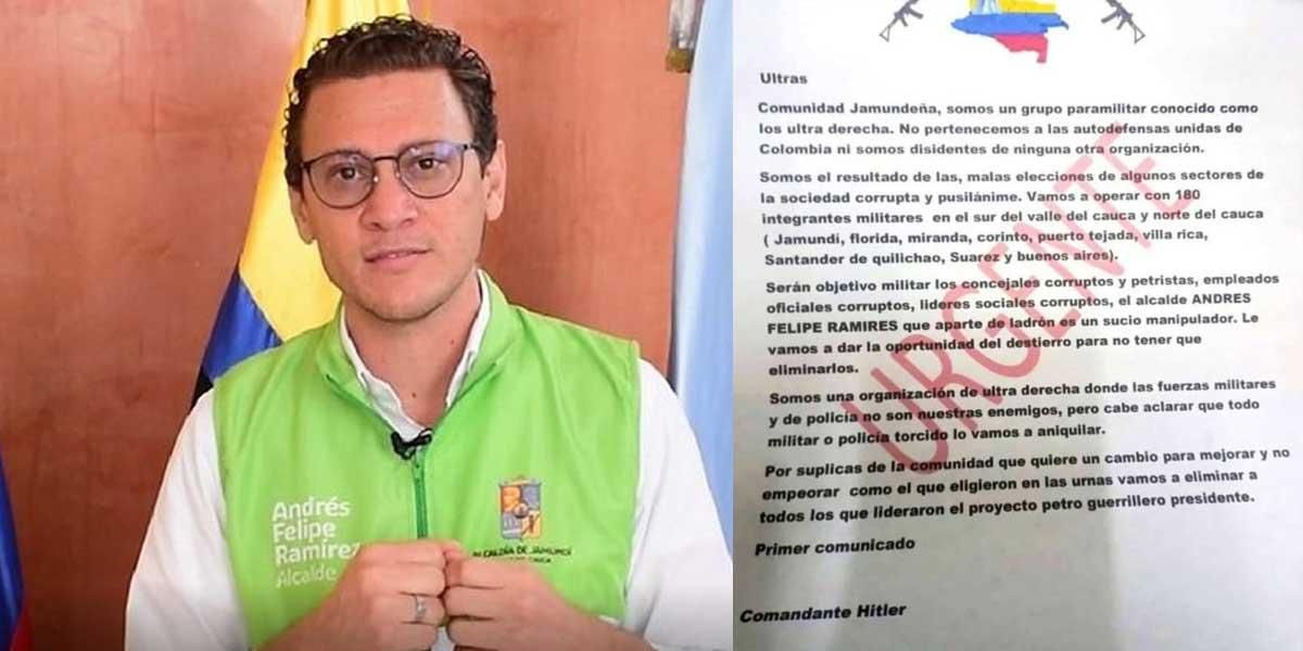 Amenazan con panfleto al alcalde de Jamundí: grupo implicado lo declaró como objetivo militar