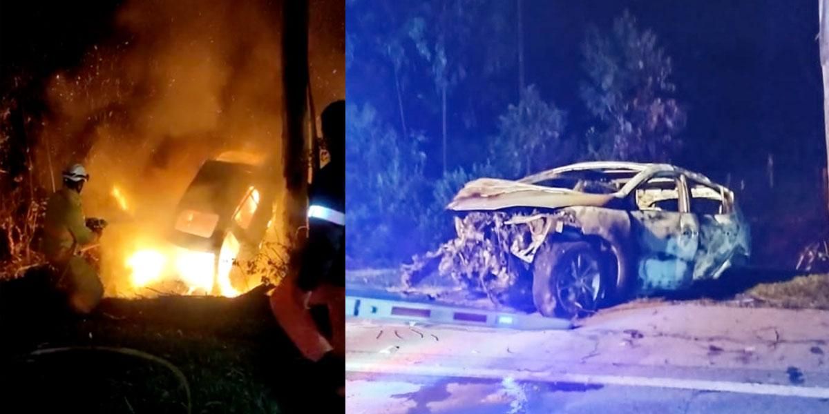 Video | Identifican a la mujer que murió incinerada dentro de un carro tras accidente en la vía Tunja-Bogotá