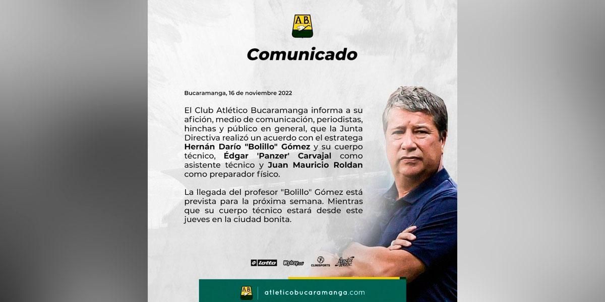 El ‘Bolillo’ Gómez, nuevo técnico del Bucaramanga