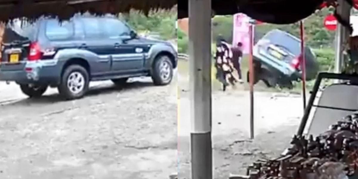 Video: Pareja paró a tomarse fotos en el cañón del Chicamocha y su carro cayó al abismo