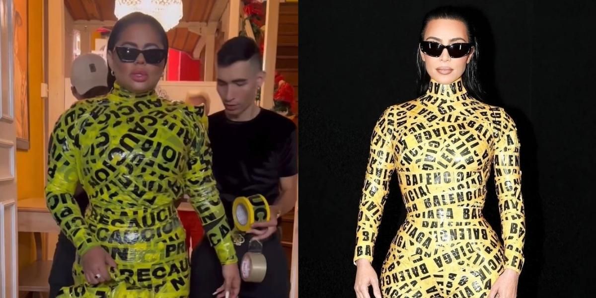 Koral Costa lució el famoso look de cintas amarillas de Kim Kardashian