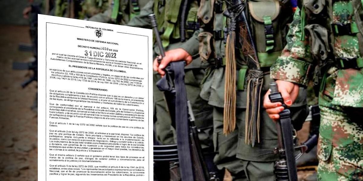 Gobierno expide los cinco decretos que establecen el cese al fuego con grupos armados