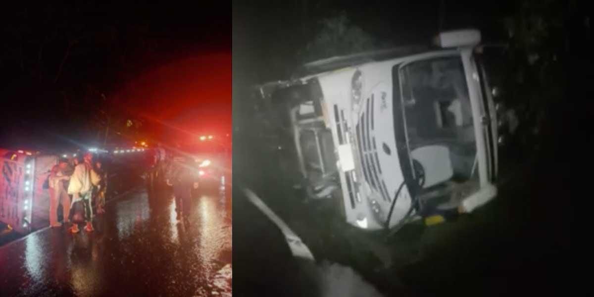 Grave accidente: 14 heridos por bus que se volcó en vía que comunica a Medellín con la Costa
