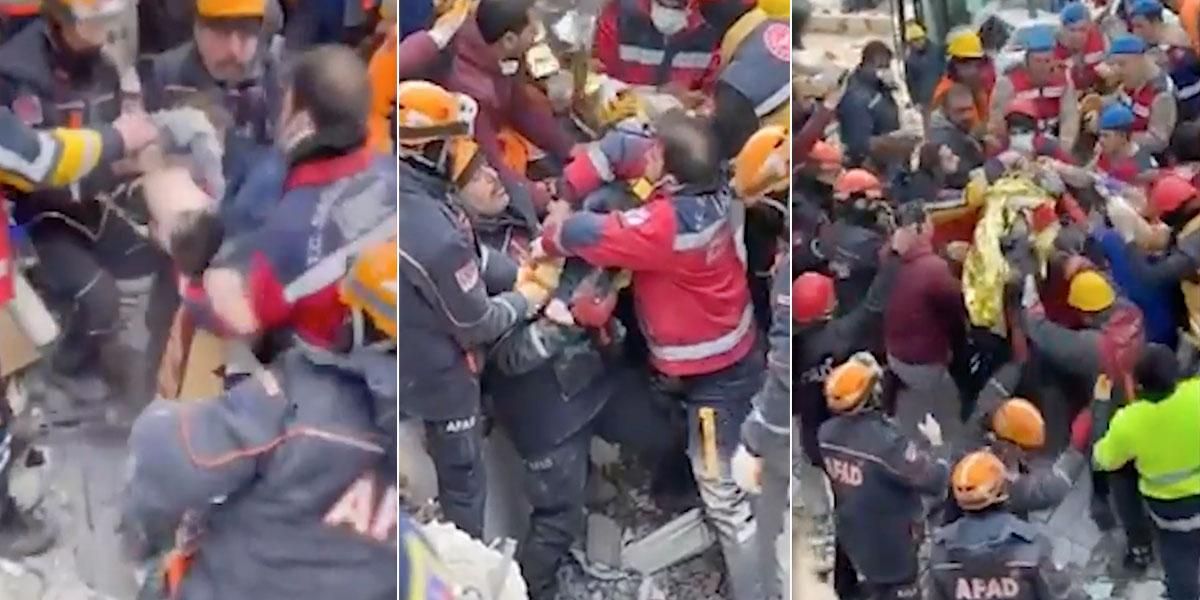 Video de rescate I Tras 80 horas bajo los escombros, rescatan dos niños en Turquía