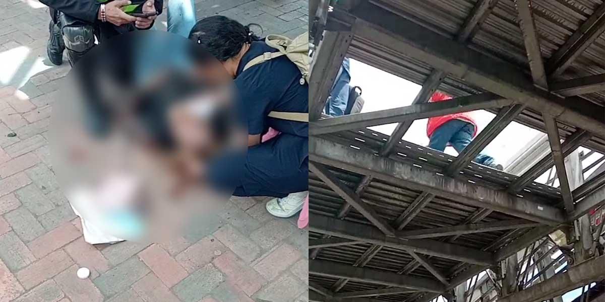 Video | Trampa mortal: mujer resulta herida al caer por un hueco del puente peatonal en Paloquemao