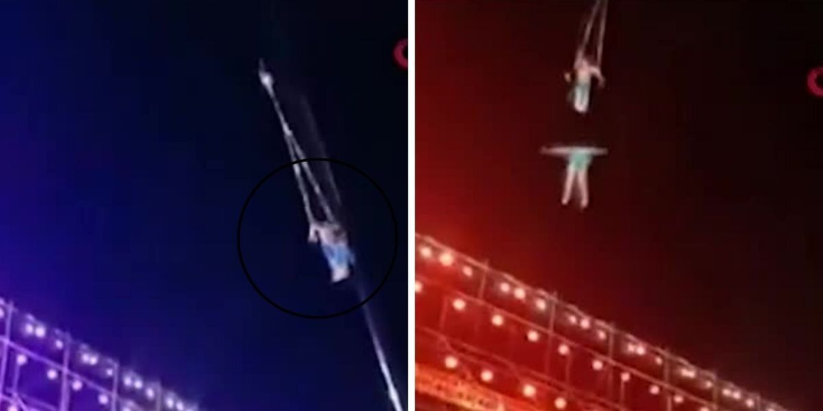 (Video) Trapecista murió al caer nueve metros al vacío en medio de una acrobacia en China